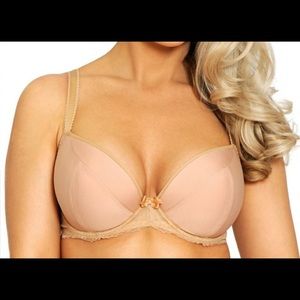 New Flirtelle Rebecca Lace Padded Plunge Bra Caramel 34K